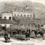 Curragh racecourse stand. Illustrated image from 1853.