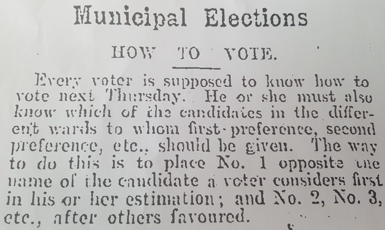 Guide to how to vote in 1920 Municipal Elections