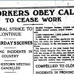 Newspaper report of cancellation of Punchestown in 1920 due to strike.