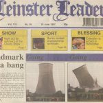 Leinster Leader front page from 1997 showing demolition of Allenwood cooling towers.