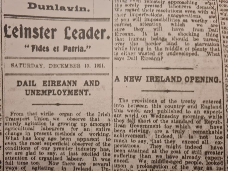 Leinster Leader December 1921 editorial on the Treaty