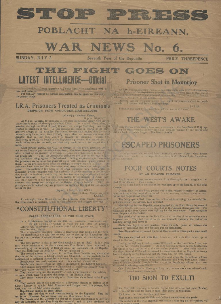 Image from War News paper dated 2 July 1922