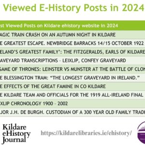 List of top ten most viewed posts on Kildare ehistory website in 2024.