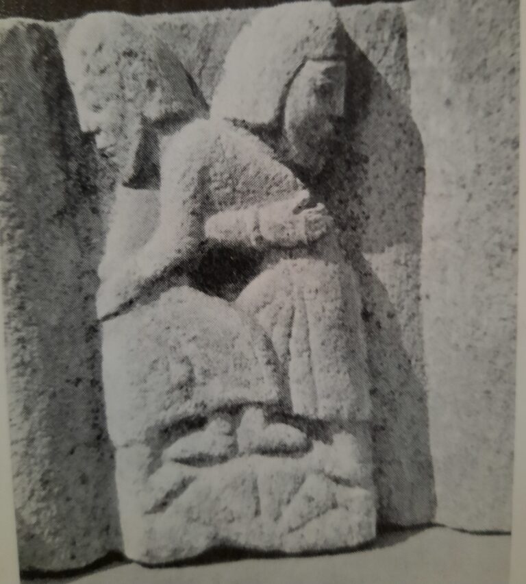 Close-up of carving from Kilteel taken from article by H.G. Leask in Journal of the Royal Society of Antiquaries (Vol. LXV, 1935).