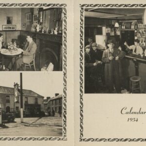 Image of business calendar from Billy Byrne general merchant, the Square Bar, Kilcock, circa 1954.