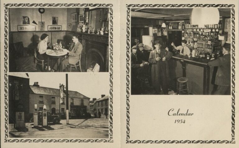 Image of business calendar from Billy Byrne general merchant, the Square Bar, Kilcock, circa 1954.
